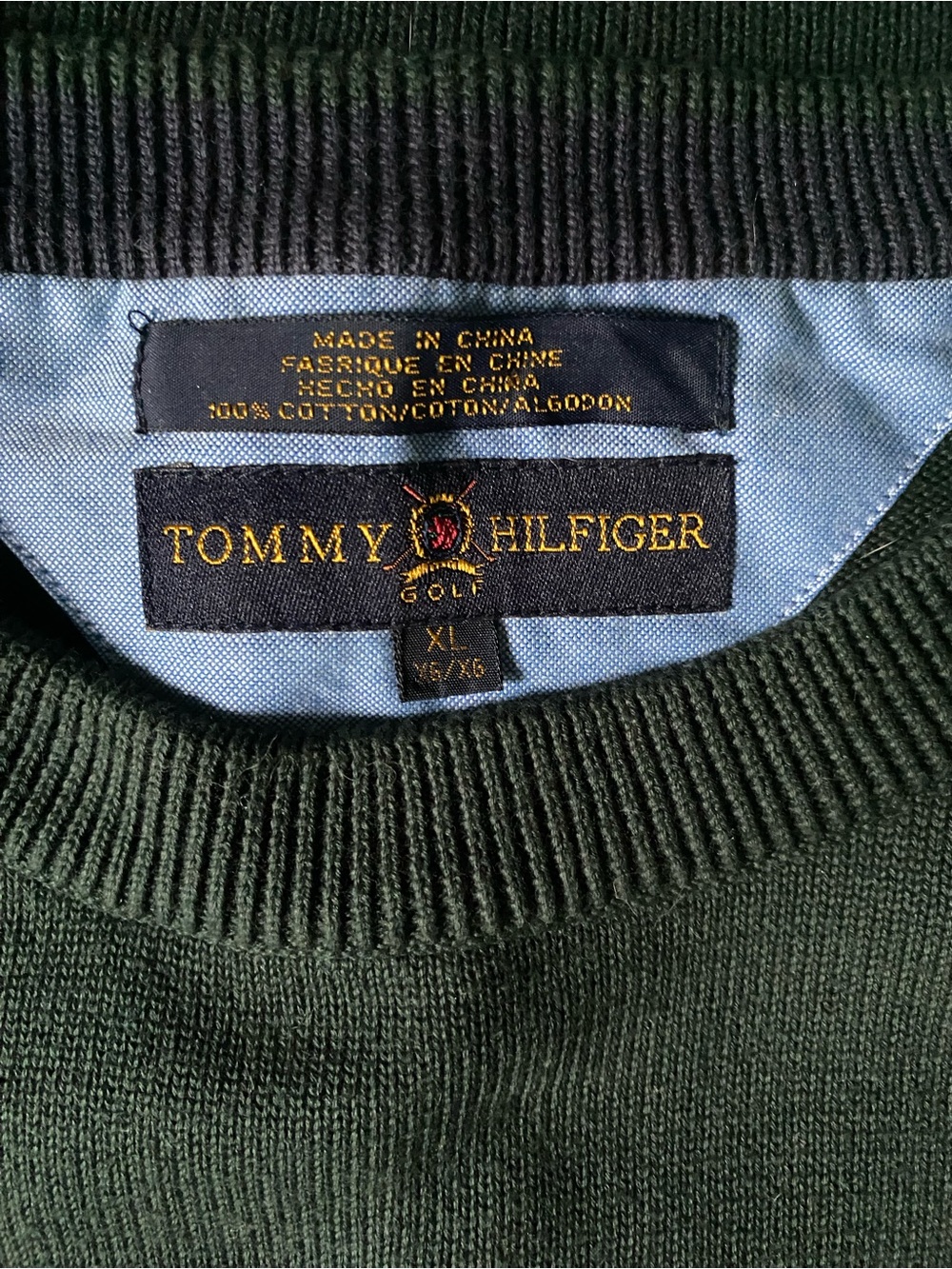Tommy Hilfiger Golf 100% Cotton Crewneck Sweater Dark Green Forest XL